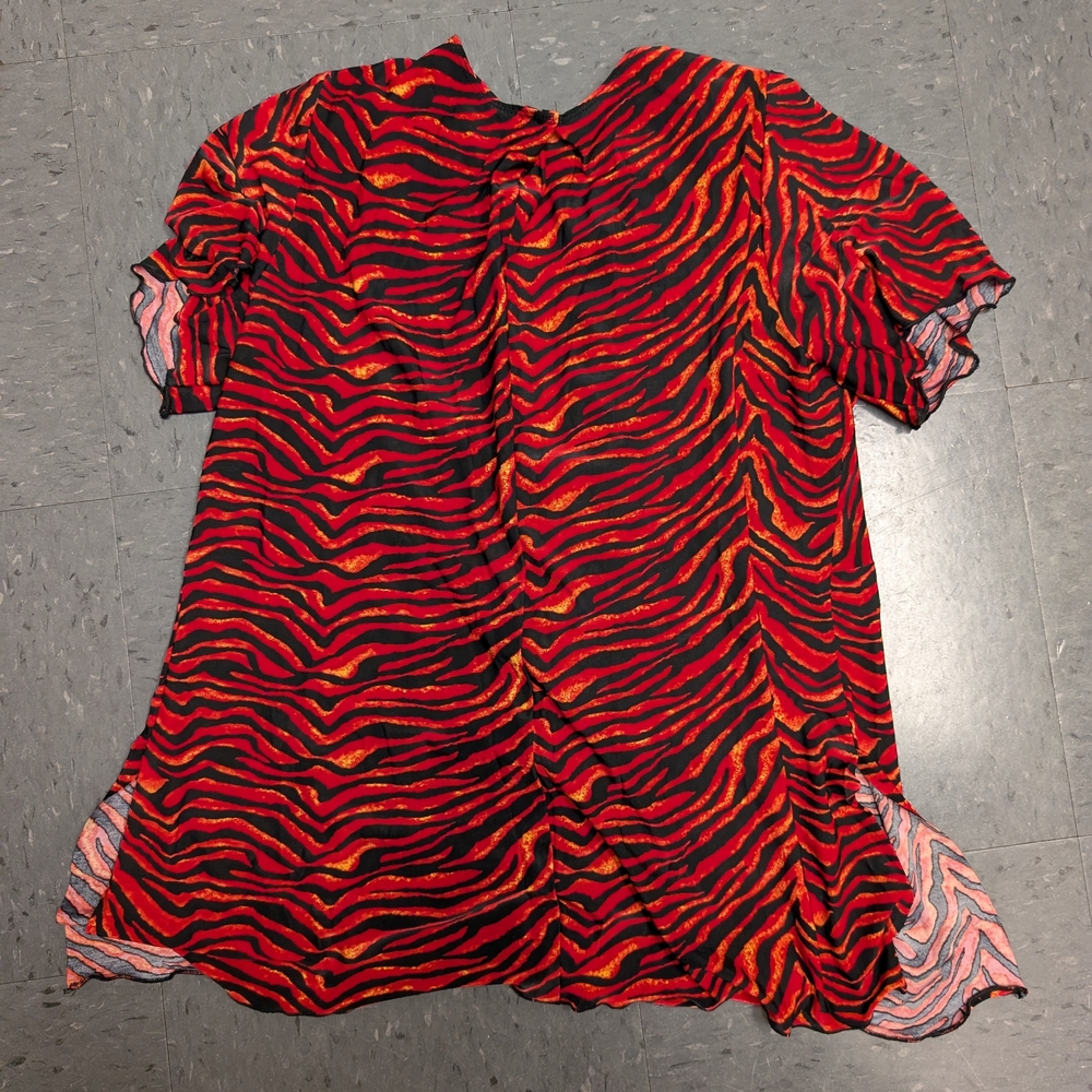 Aa Studio Vibrant Red and Orange Zebra Print Blouse - Picture 4 of 4